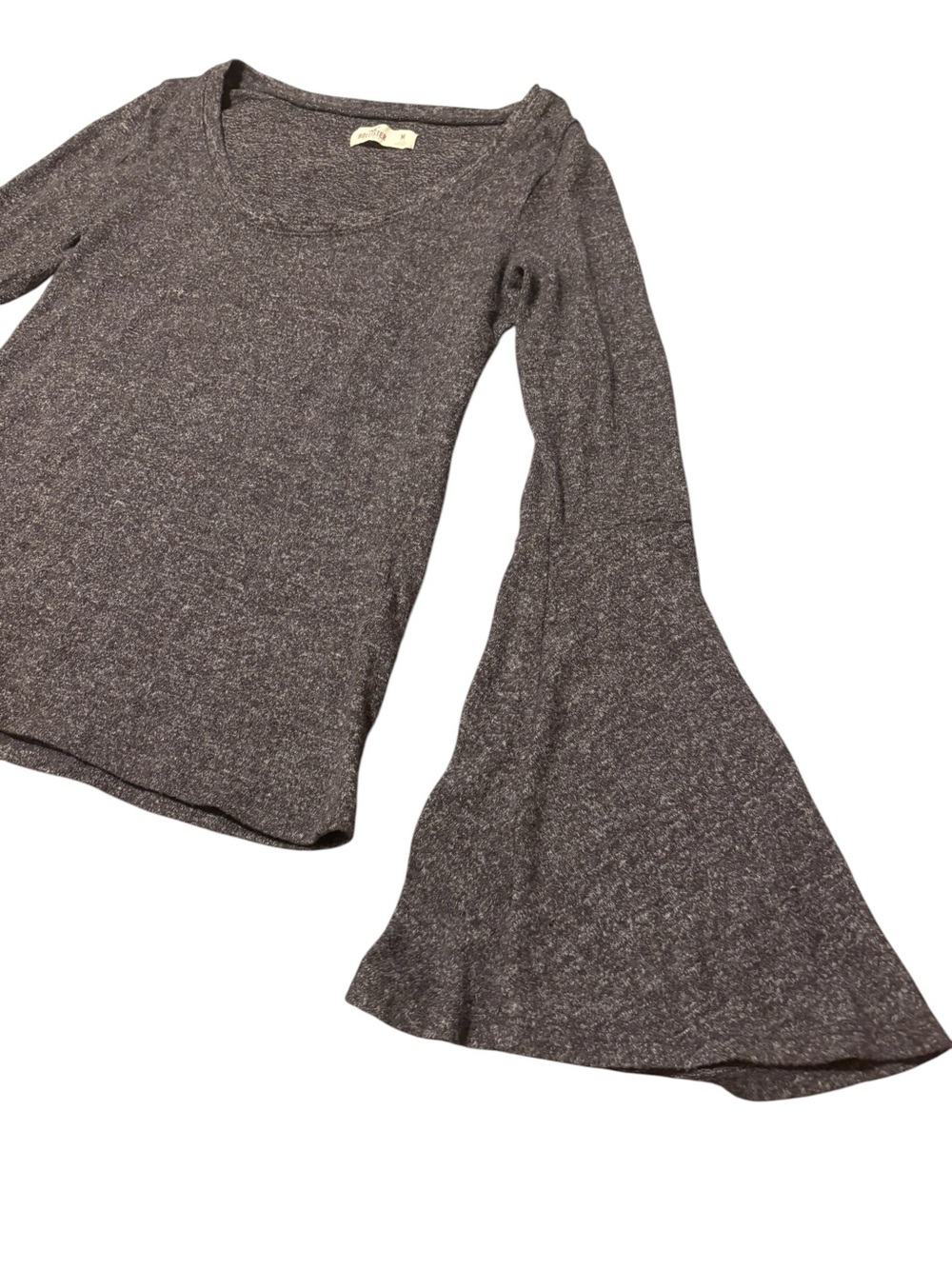 Hollister Bell-Sleeve Scoop Neck Knit Top - Gray Size Medium